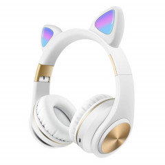 Casque de jeu sans fil Bluetooth à oreilles de chat avec lumière (blanc)