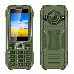 Téléphone à clavier Q6000 pour personnes âgées, 2,4 pouces, 6800 mAh, deux lampes de poche, 21 touches, SOS, FM, double SIM, GSM, prise :  (vert)