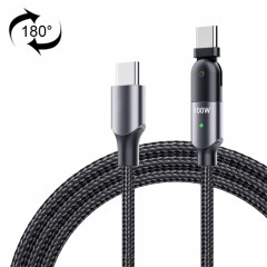 FXCTL-WYA0G 100W 5A USB-C / Type-C à Type-C Câble de charge rapide coude rotatif à 180 degrés, longueur: 2 m (gris)
