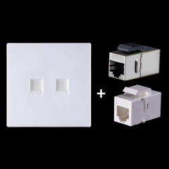 Module de réseau transmenté de Cat.6, panneau de ports à double ports + traverse blindée + prise téléphonique (blanc)