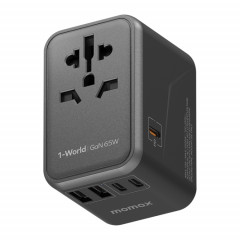 Adaptateur secteur chargeur rapide MOMAX 1-World UA8 PD 65W (noir)