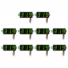 Tensiomètre numérique ajustable 2 fils, 10 PCS 0,28 pouces, Affichage couleur, Tension de mesure: DC 2,5-30 V (Vert)