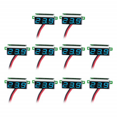 Tensiomètre numérique 10 PCS 0,36 pouces à 2 fils, Affichage couleur, Tension de mesure: DC 2.5-30V (Bleu)