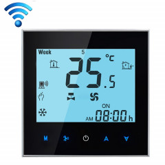 Thermostat d'ambiance programmable de 4 tuyaux de climatisation d'affichage à cristaux liquides pour l'unité de bobine de fan, soutient Wifi (noir)