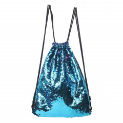Mermaid Glittering Sequin Drawstring Sports Backpack Sac à bandoulière (bleu rose)