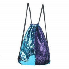 Mermaid Glittering Sequin Drawstring Sports Backpack Sac à bandoulière (bleu violet)