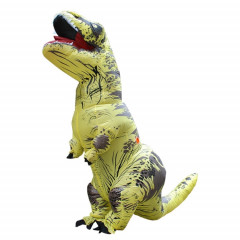 Costume adulte de dinosaure gonflable Halloween costumes de dragon gonflé Costume de fête Carnaval pour femmes hommes (Jaune)