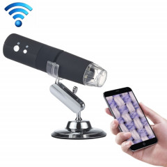 Capteur d'image HD de loupe 50X ~ 1000X 1920x1080P USB WiFi Microscope numérique avec 8 LED et support professionnel (Noir)