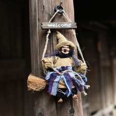 Halloween Rétro Sorcière Ornements Balai Fantôme Suspendre Accessoires Halloween Maison Décoration Fête Fête Fournitures Pendentif Halloween (Jaune)