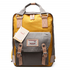 Mode sac à dos de voyage décontracté pour ordinateur portable sac étudiant avec poignée, taille: 38 * 28 * 15 cm (gris + jaune)