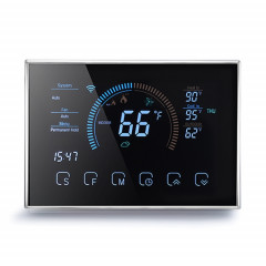 BHP-8000-WIFI-B 3H2C Thermostat de boîtier de miroir rond pour pompe à chaleur pour maison intelligente avec plaque d'adaptation et WiFi, AC 24V (noir)