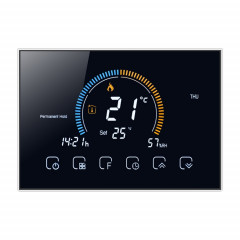 BHT-8000-GC Contrôle du chauffage de la chaudière à eau / gaz Économie d'énergie et respect de l'environnement Smart Home Affichage négatif Écran LCD Thermostat d'ambiance rond sans WiFi (Noir)
