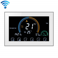 BHT-8000-GCLW Contrôle du chauffage de la chaudière à eau / gaz Économie d'énergie et respectueux de l'environnement Smart Home Affichage négatif Écran LCD Thermostat d'ambiance rond avec WiFi (Blanc)