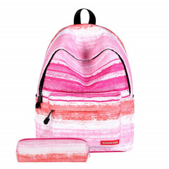 Sac à bandoulière d'école de sac à dos de voyage d'impression de motif de bande rose avec le sac de stylo pour des filles, taille: 40cm x 30cm x 17cm