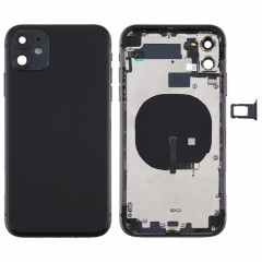 Couvercle arrière de la batterie (avec touches latérales et plateau de carte et câble d'alimentation + volume flexible et module de charge sans fil) pour iPhone 11 (noir)