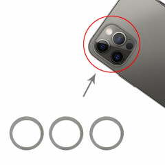 Anneau de protection en métal pour objectif en verre de caméra arrière 3 pièces pour iPhone 12 Pro (bleu aqua)