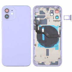 Couverture arrière de la batterie (avec touches latérales et plateau de carte et puissance + Volume Flex Câble et module de chargement sans fil) pour iPhone 12