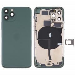 Couvercle arrière de la batterie (avec touches latérales et plateau de carte et câble d'alimentation + volume flexible et module de charge sans fil) pour iPhone 11 Pro (vert)