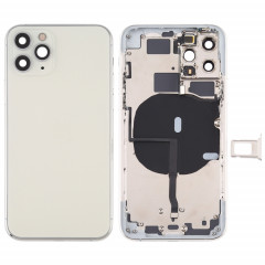 Couvercle arrière de la batterie (avec touches latérales et plateau de carte et câble d'alimentation + volume flexible et module de charge sans fil) pour iPhone 11 Pro (argent)