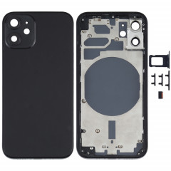 Couvercle arrière du boîtier avec plateau pour carte SIM, touches latérales et objectif de l'appareil photo pour iPhone 12 mini (noir)