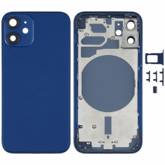 Couvercle arrière du boîtier avec plateau pour carte SIM, touches latérales et objectif de l'appareil photo pour iPhone 12 mini (bleu)