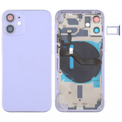 Couverture arrière de la batterie (avec touches latérales et plateau de carte et puissance + volume de câble Flex et module de charge sans fil) pour iPhone 12 mini