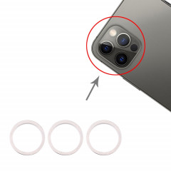 Anneau de protection en métal pour objectif en verre de caméra arrière 3 pièces pour iPhone 12 Pro Max (argent)