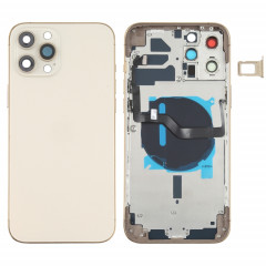 Couverture arrière de la batterie (avec touches latérales et plateau de carte et puissance + volume Flex Câble et module de chargement sans fil) pour iPhone 12 Pro Max (Or)