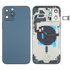 Couvercle arrière de la batterie (avec touches latérales et plateau de carte et puissance + Volume Flex Câble et module de chargement sans fil) pour iPhone 12 Pro Max (Bleu)