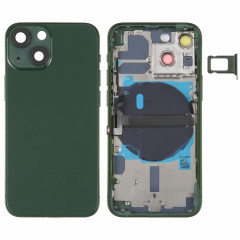 Coque arrière de batterie pour iPhone 13 mini avec touches latérales et plateau de carte et câble flexible d'alimentation + volume et module de charge sans fil (vert)