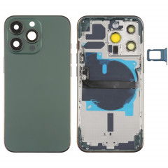 Coque arrière de batterie pour iPhone 13 Pro avec touches latérales et plateau de carte et câble flexible d'alimentation + volume et module de charge sans fil (vert)