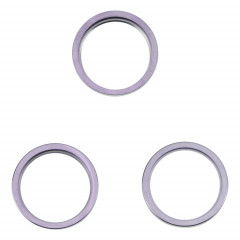 Pour iPhone 14 Pro 3 pièces caméra arrière lentille en verre métal extérieur protecteur anneau de cerceau (violet profond)