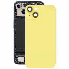 Pour iPhone 14 Plus Couvercle arrière de batterie en verre avec support de flash + module de chargement sans fil (jaune)