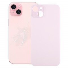 Pour iPhone 15 Plus Remplacement facile Grand trou de caméra Couvercle de batterie arrière en verre (rose)