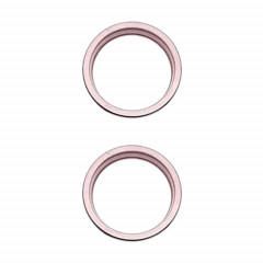 Pour iPhone 15/15 Plus 2 pièces/ensemble lentille en verre de caméra arrière anneau de protection extérieur en métal (rose)