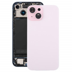 Pour iPhone 15 Plus Couvercle arrière de la batterie en verre avec couvercle d'objectif d'appareil photo (rose)