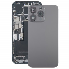 Pour iPhone 15 Pro Couvercle arrière de la batterie en verre avec couvercle d'objectif d'appareil photo (noir)