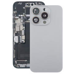Pour iPhone 15 Pro Max Couvercle arrière de la batterie en verre avec couvercle d'objectif d'appareil photo (gris)
