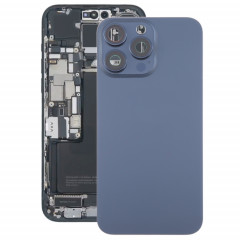 Pour iPhone 15 Pro Max Couvercle arrière de la batterie en verre avec couvercle d'objectif d'appareil photo (bleu)