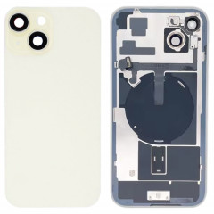 Pour iPhone 15 Plus Couvercle arrière de batterie en verre avec support de flash + module de chargement sans fil (jaune)