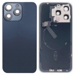 Pour iPhone 15 Pro Max Couvercle arrière de batterie en verre avec support de flash + module de chargement sans fil (bleu)