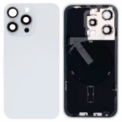 Pour iPhone 15 Pro Couvercle arrière de batterie en verre avec support de flash + module de chargement sans fil (blanc)