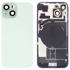 Pour iPhone 15 Couvercle arrière de batterie en verre avec support de flash + module de chargement sans fil (vert)