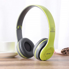 Casque Bluetooth sans fil pliable P47 avec prise audio 3,5 mm, prise en charge MP3 / FM / appel (vert)