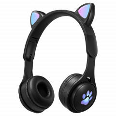 B30 chat chat oreilles chat oreilles de chat coloré casque bluetooth pliable lumineux avec fente de carte Jack & TF de 3,5 mm (noir)