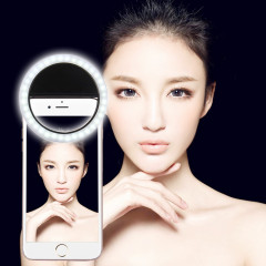 Chargeur Selfie Beauté Lumière, Pour iPhone, Galaxy, Huawei, Xiaomi, LG, HTC et autres téléphones intelligents avec clip réglable et câble USB (Noir)