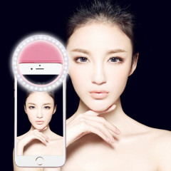Chargeur Selfie Beauté Lumière, Pour iPhone, Galaxy, Huawei, Xiaomi, LG, HTC et autres téléphones intelligents avec clip réglable et câble USB (rose)