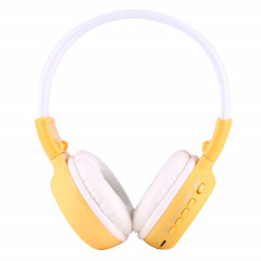 BS-N65 Headband Casque d'écoute sans fil HiFi stéréo pliant avec écran LCD et fente pour carte TF et voyant LED et fonction FM (jaune)