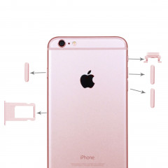 iPartsBuy 4 en 1 pour iPhone 6 Plus (porte-cartes + touche de contrôle du volume + bouton d'alimentation + touche de vibreur interrupteur muet) (or rose)