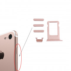 iPartsAchetez pour le plateau de carte d'iPhone 7 + la clé de contrôle de volume + le bouton d'alimentation + la touche vibrante de commutateur de muet (or rose)